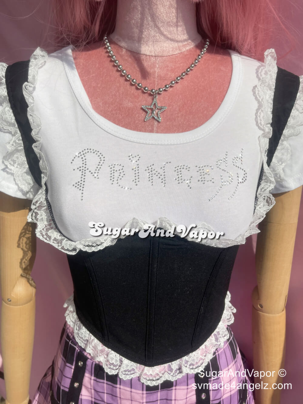 2000s Bling Princess Text Crop Tee