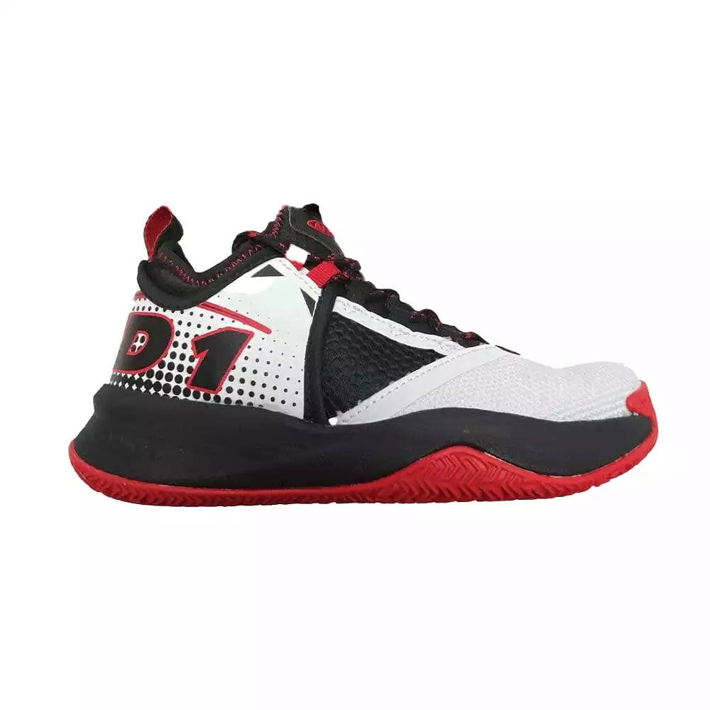 AND-1 JUNIOR CHARGE WHITE/BLACK/RED BASKETBALL SHOES