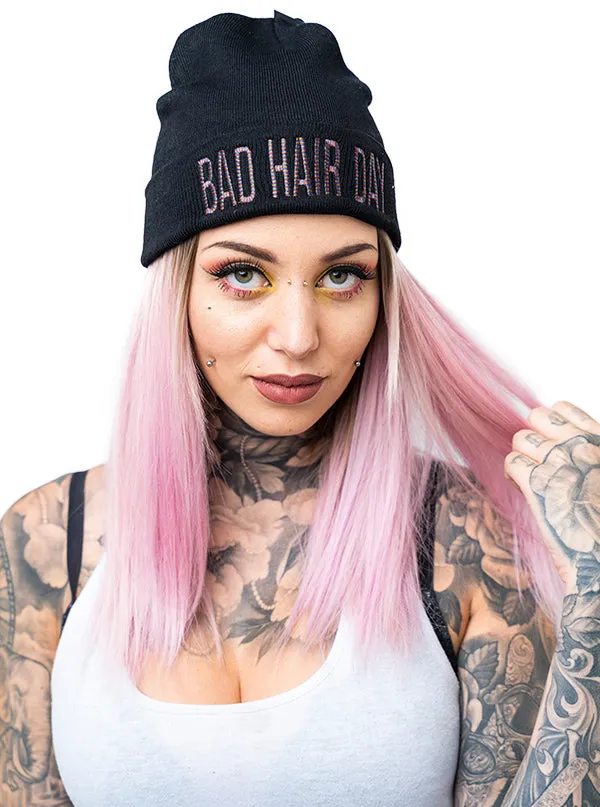 Bad Hair Day Rib Knit Beanie