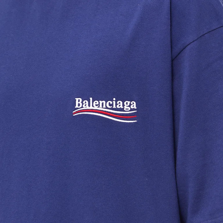 Balenciaga Political Campaign Embroidery Large Fit Tee Blue