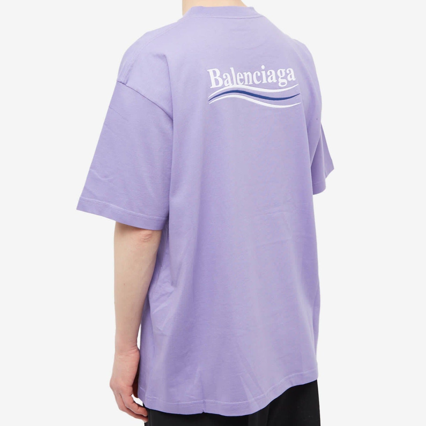 Balenciaga Political Campaign Embroidery Large Fit Tee Light Purple