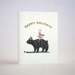 Bear and Bunny Ski Holiday Boxed Cards