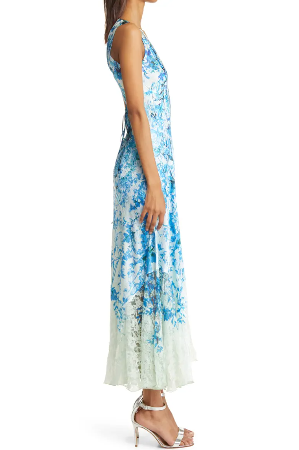 Blue Ivy Floral Satin Maxi Dress