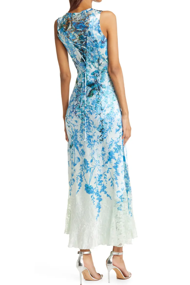 Blue Ivy Floral Satin Maxi Dress