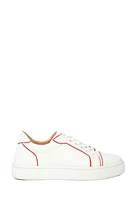 Christian Louboutin White Leather Sneakers with Red Trim Size 39