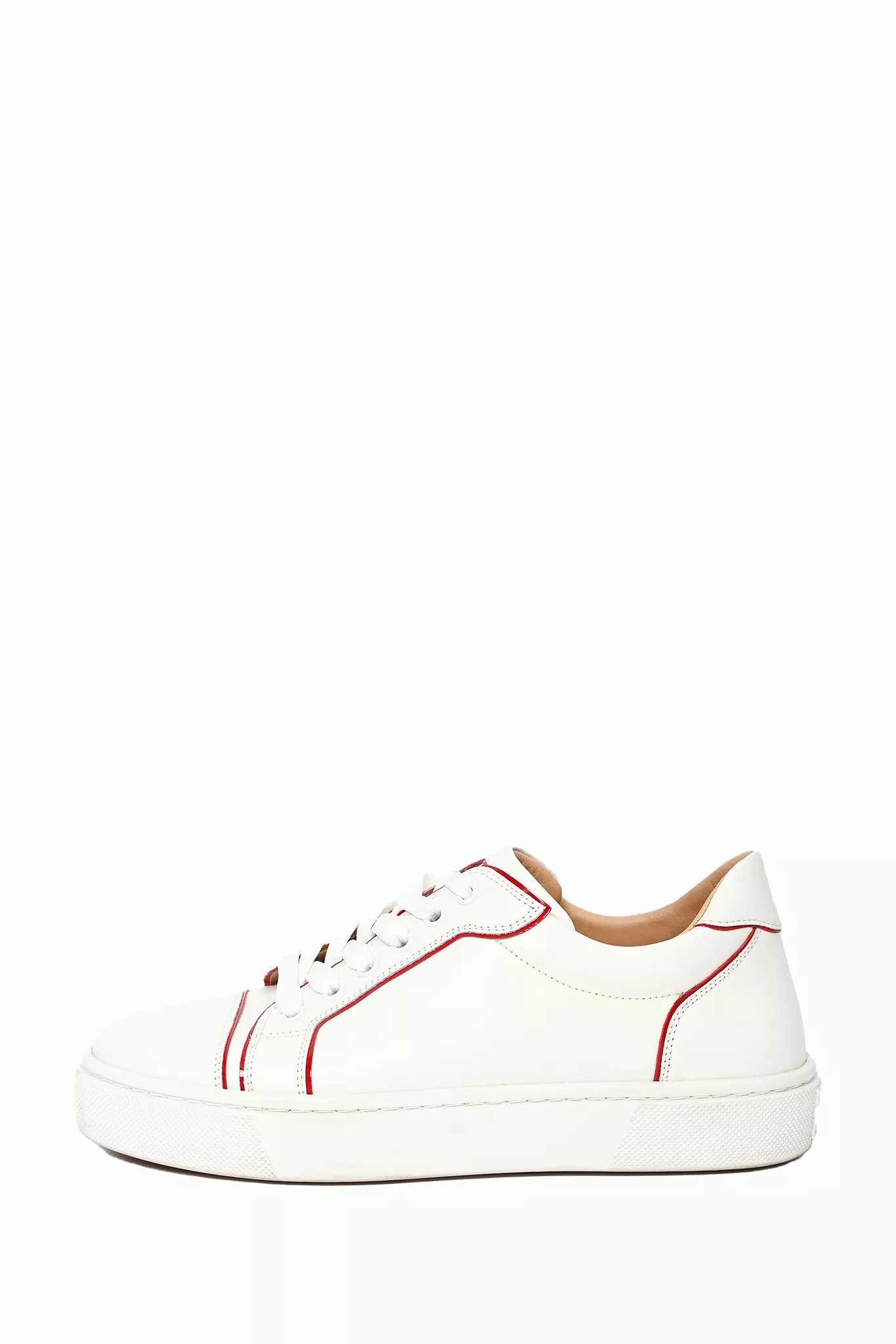 Christian Louboutin White Leather Sneakers with Red Trim Size 39