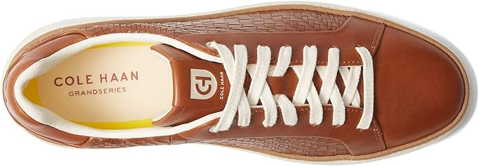 Cole Haan Grandpro Topspin British Tan Woven Leather Chunky Low Top Sneakers