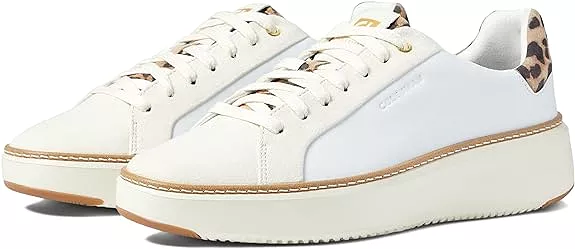 Cole Haan Grandpro Topspin White/Ivory/Leopard Chunky Lace Up Low Top Sneakers