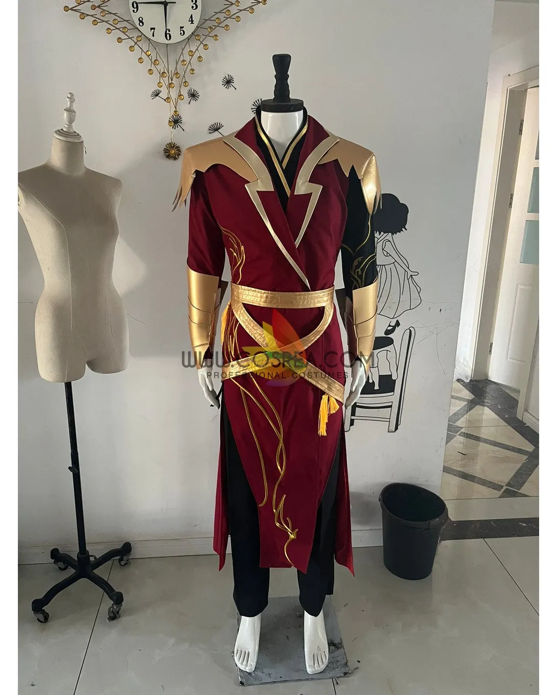 Custom Design Red And Gold Embroidered Cosplay Costume