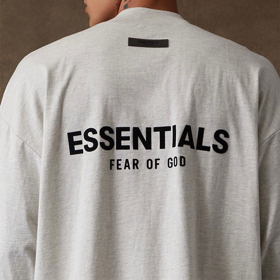 FEAR OF GOD Essentials Felt Logo Long Sleeve Tee Light Oatmeal