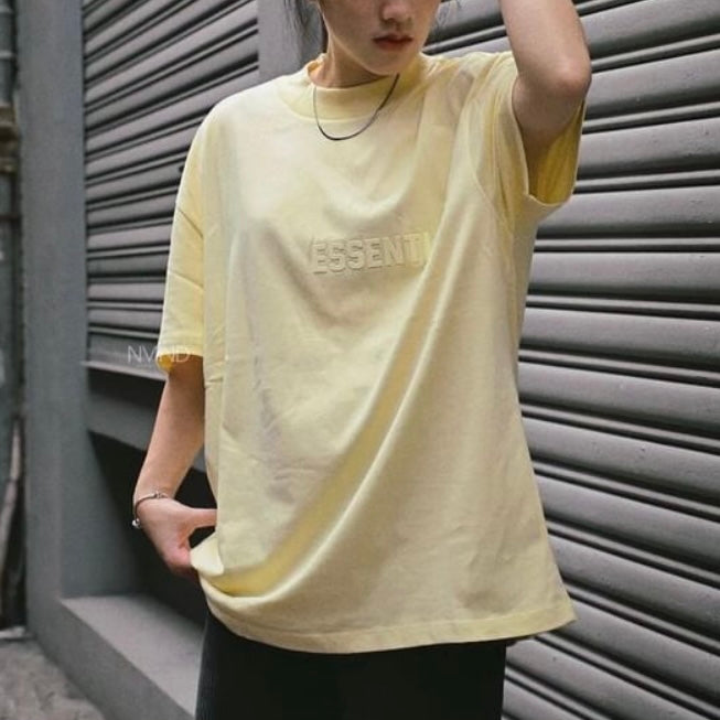 FEAR OF GOD Essentials Felt Logo Tee Canary