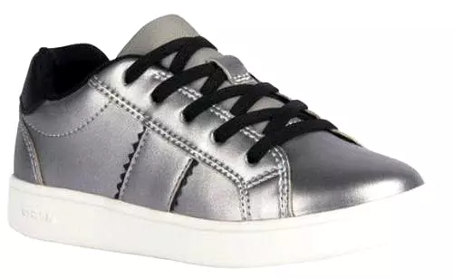 Geox Eclyper Silver Black Leather Sneakers