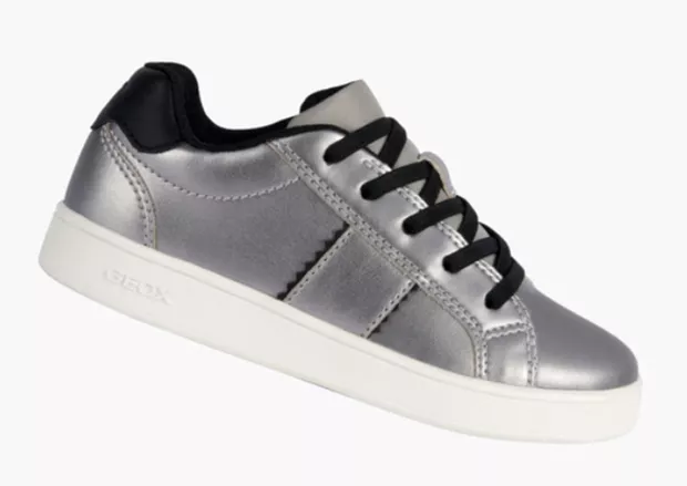 Geox Eclyper Silver Black Leather Sneakers