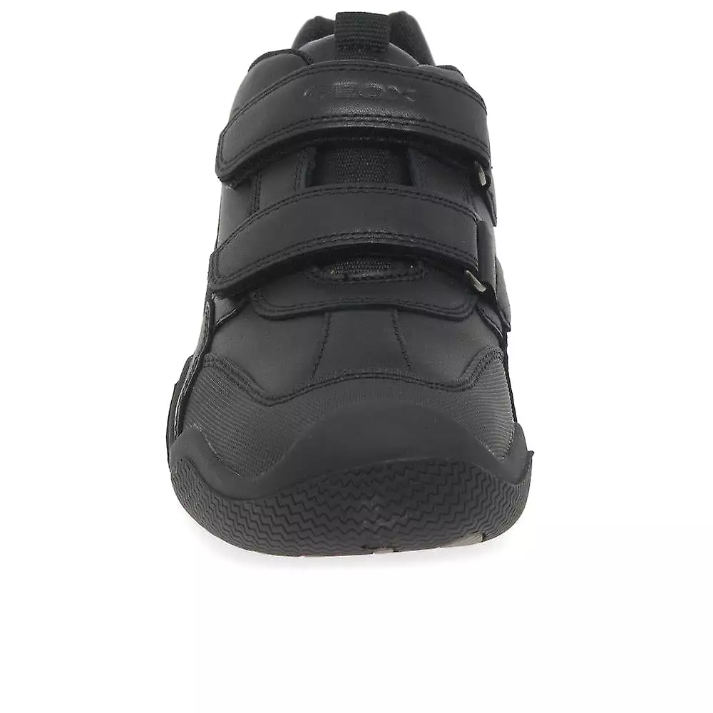 Geox J Wader Black Military Velcro Leather Sneakers