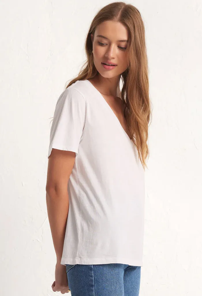 Girlfriend V-Neck Tee-White