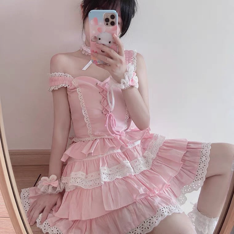 girls’ diary pink / yellow Lolita set