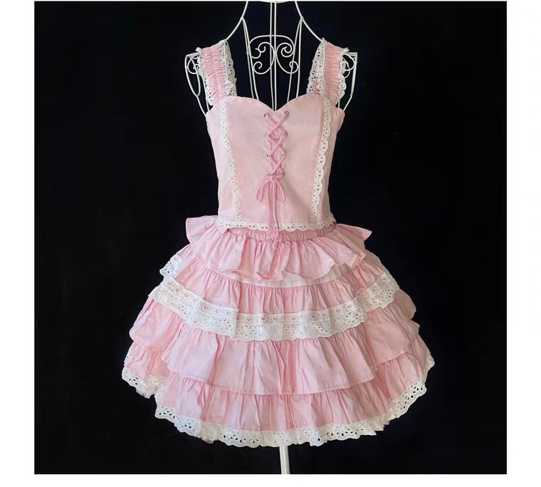 girls’ diary pink / yellow Lolita set