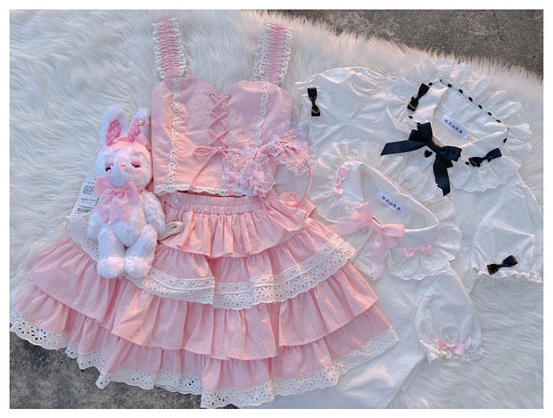 girls’ diary pink / yellow Lolita set