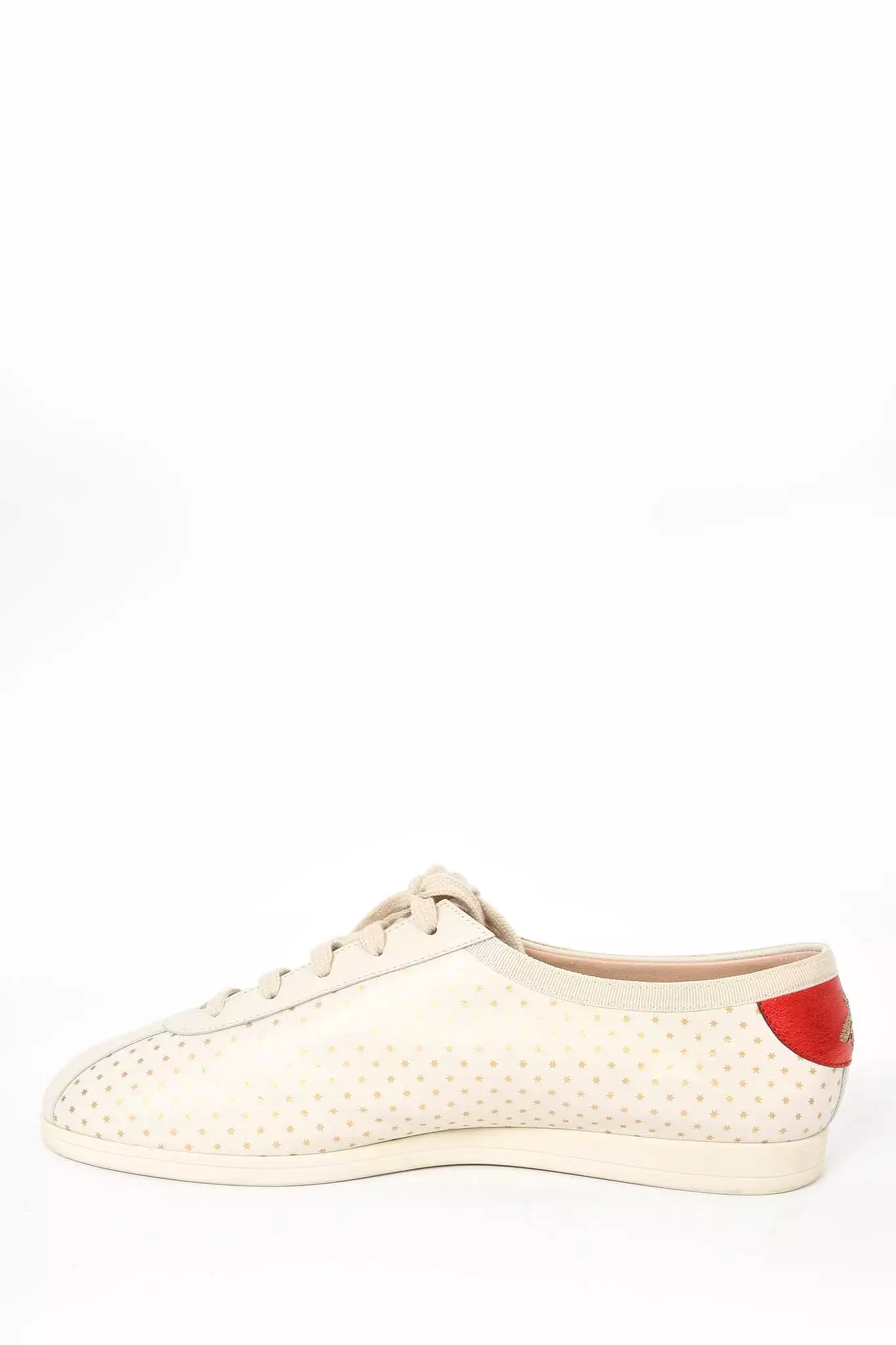 Gucci Cream/Gold Star Leather \'Guccy\' Falacer Low Top Sneakers sz 42 Mens