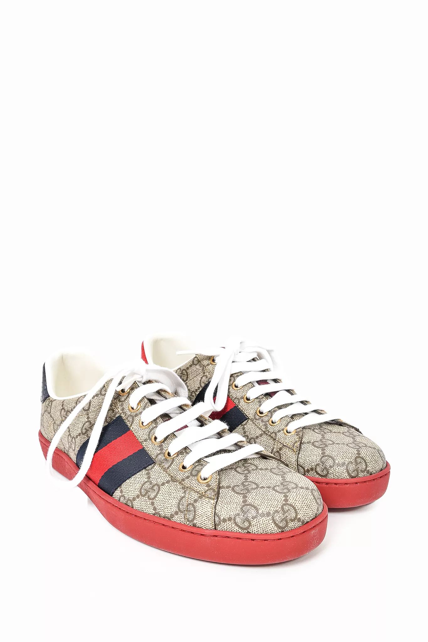 Gucci Monogram GG Supreme Ace Low Top Sneakers sz 7.5