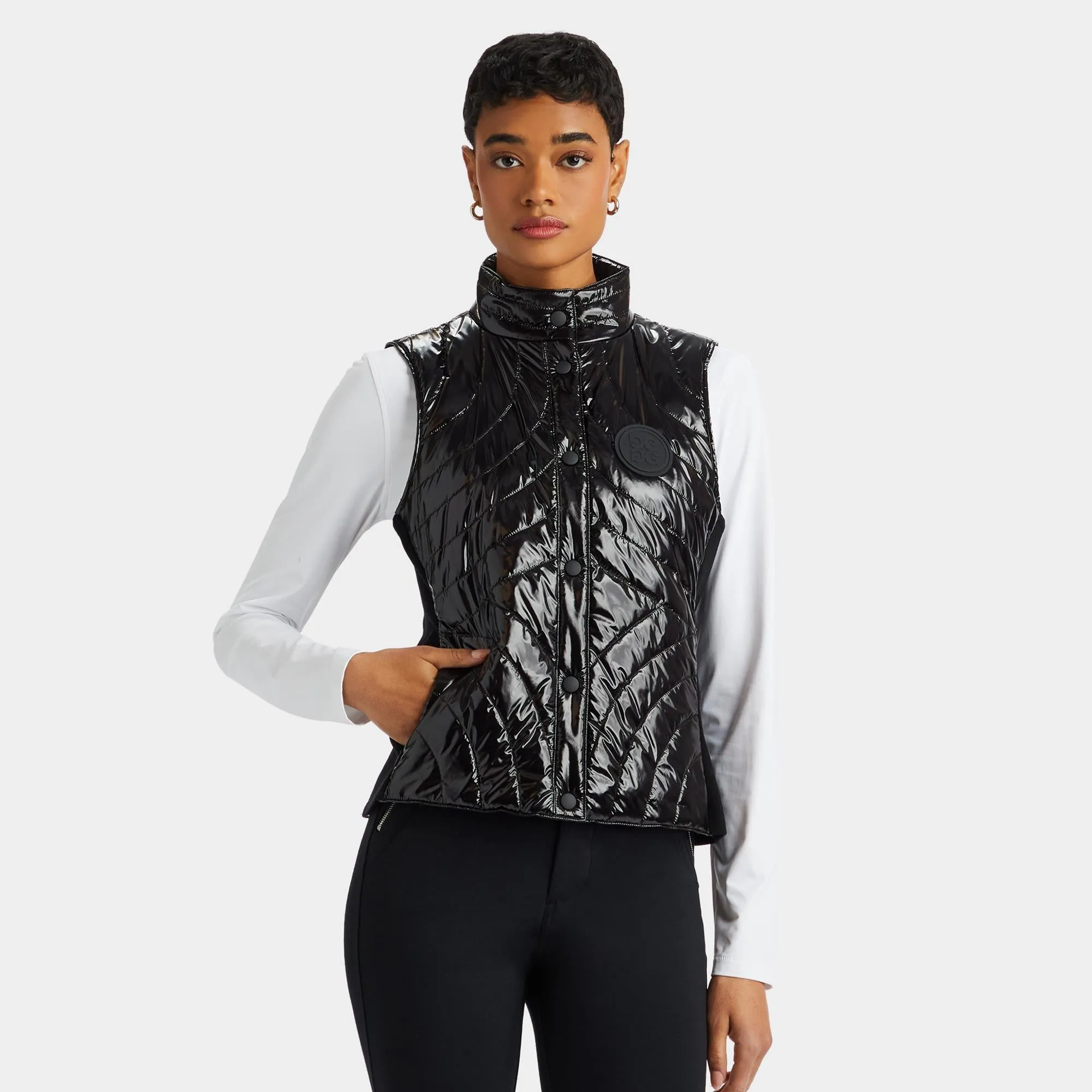 Ladies G/FORE Quilted Nylon Merino Wool Lined Gilet Onyx