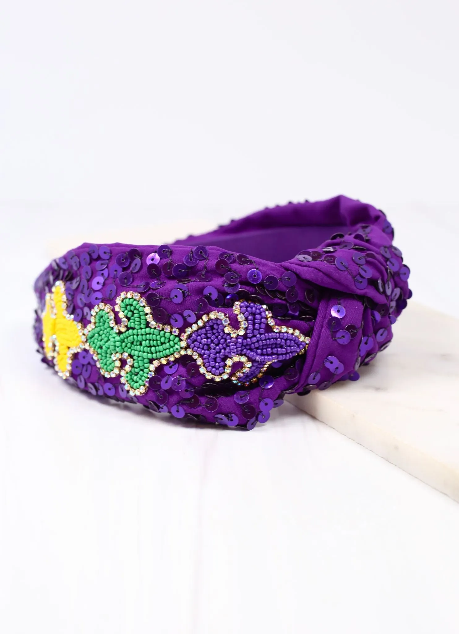 Life of the Mardi Sequin Headband PURPLE