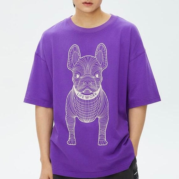 LifeWork Outline Bulldog Tee Purple