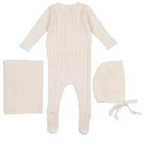 Lilette Cream Pointelle Knit Layette Set- Girl