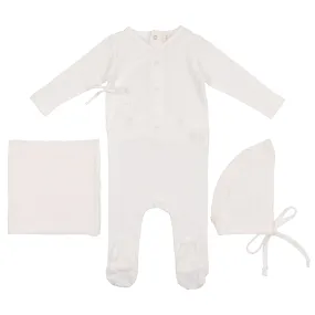 Lilette Winter White  Pointelle Wrapover Layette Set- Boy