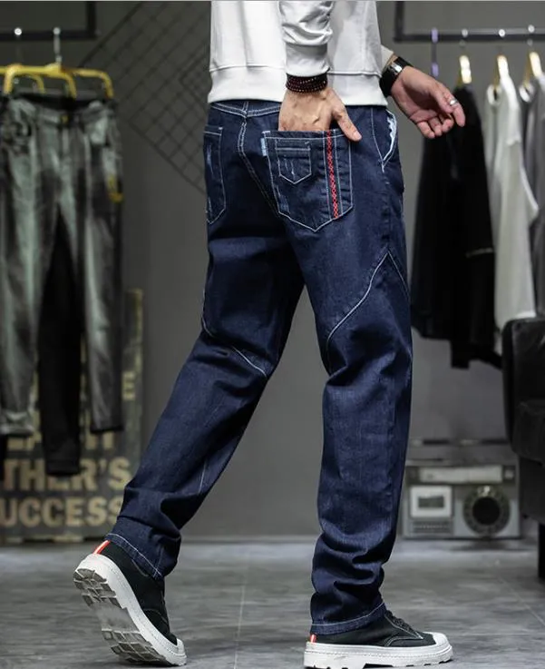 Men's Casual Style Solid Mid Waist Hip Hop Baggy Denim Harem Pants