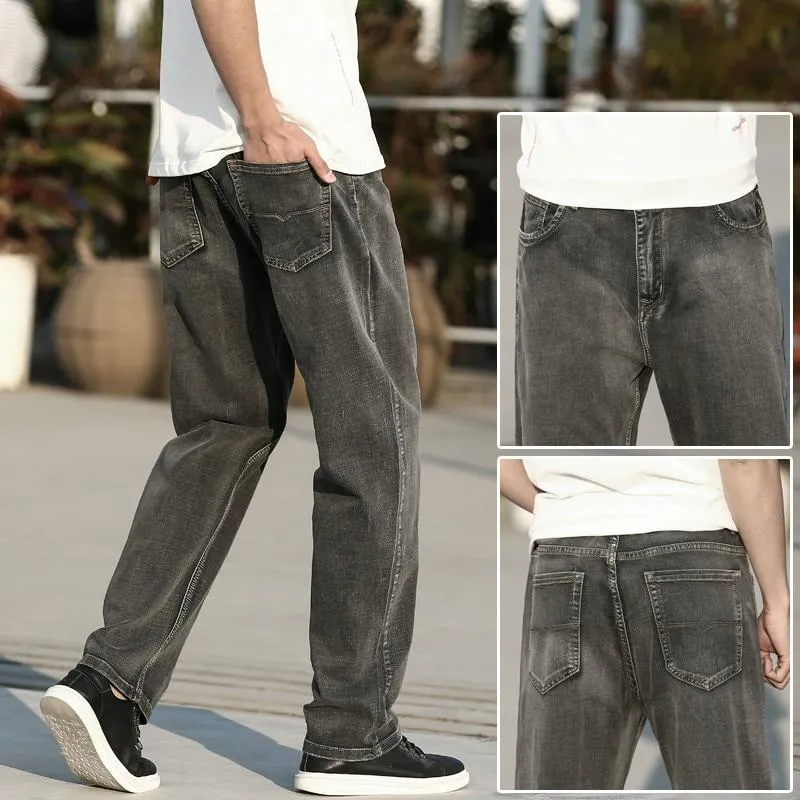 Men's Classic Style Advanced Stretch Straight Leg Loose Jeans Pants