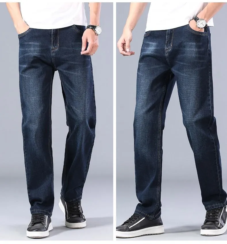 Men's Classic Style Advanced Stretch Straight Leg Loose Jeans Pants