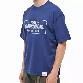 Neighborhood Sulfur Dye Logo Tee Blue