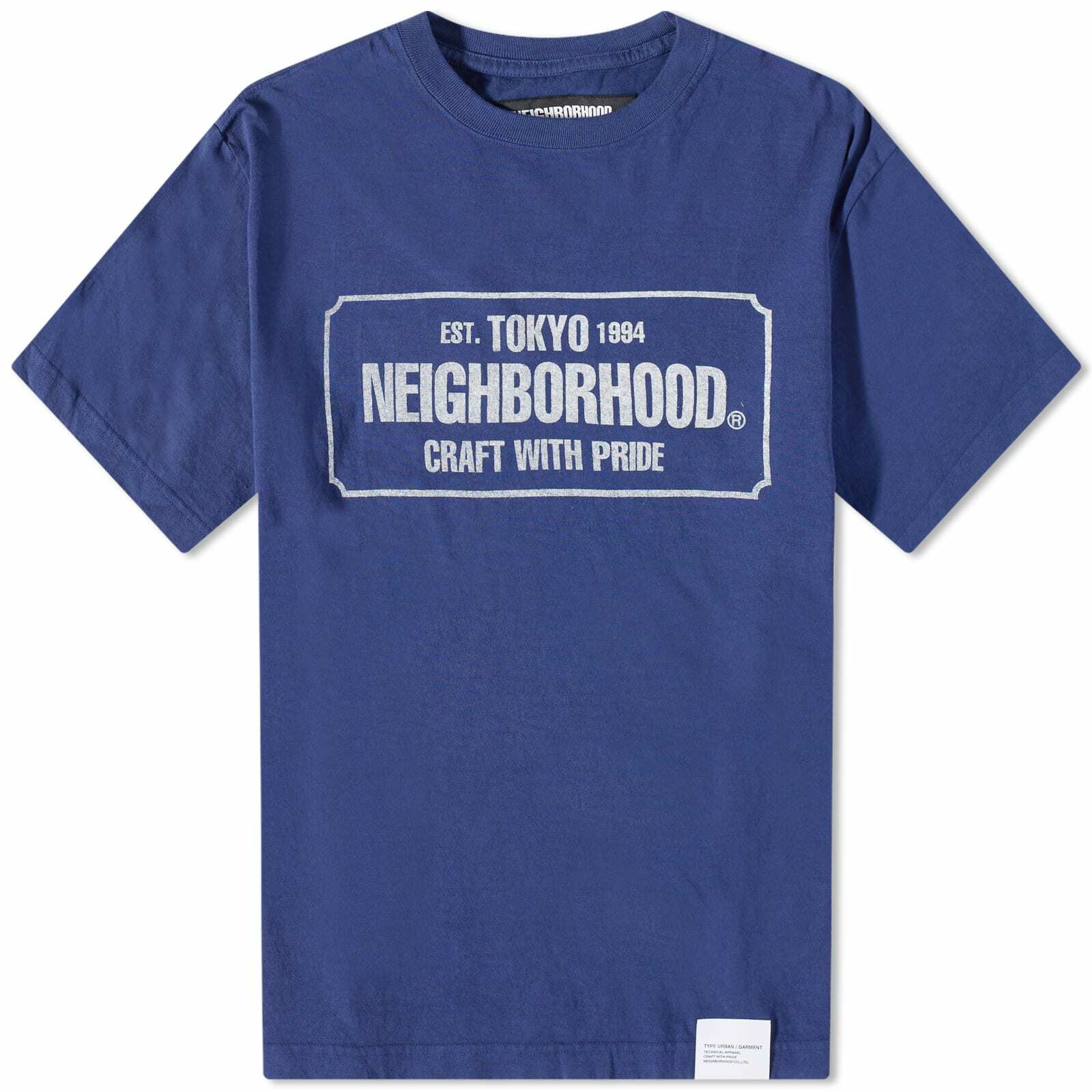 Neighborhood Sulfur Dye Logo Tee Blue