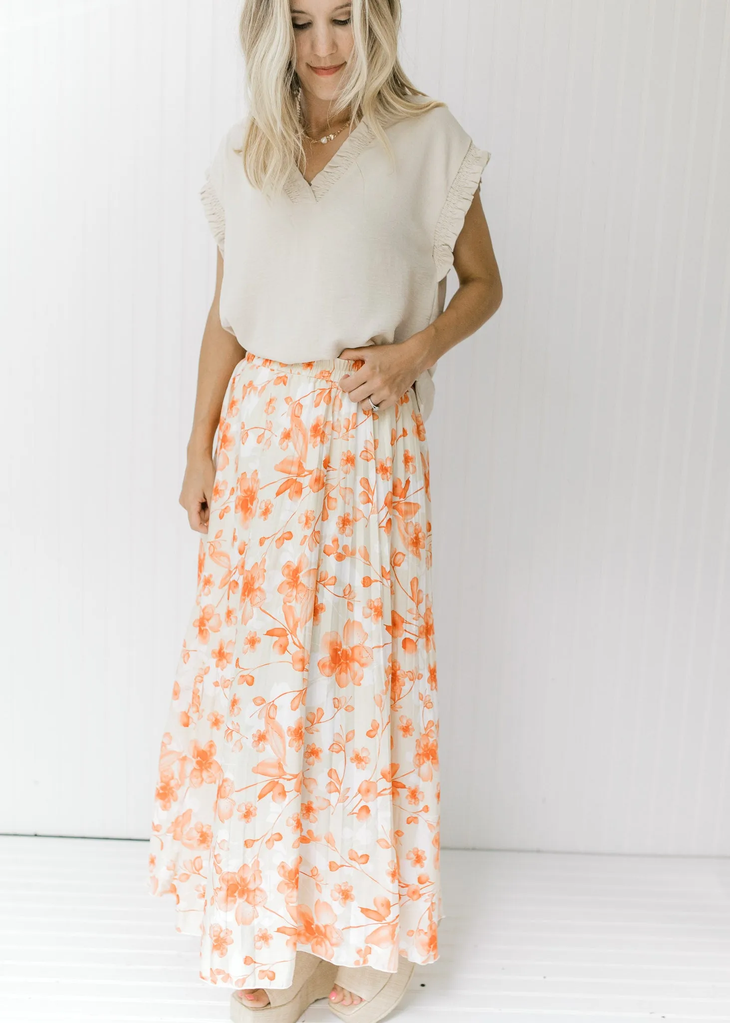 Peaches and Cream Floral Skirt