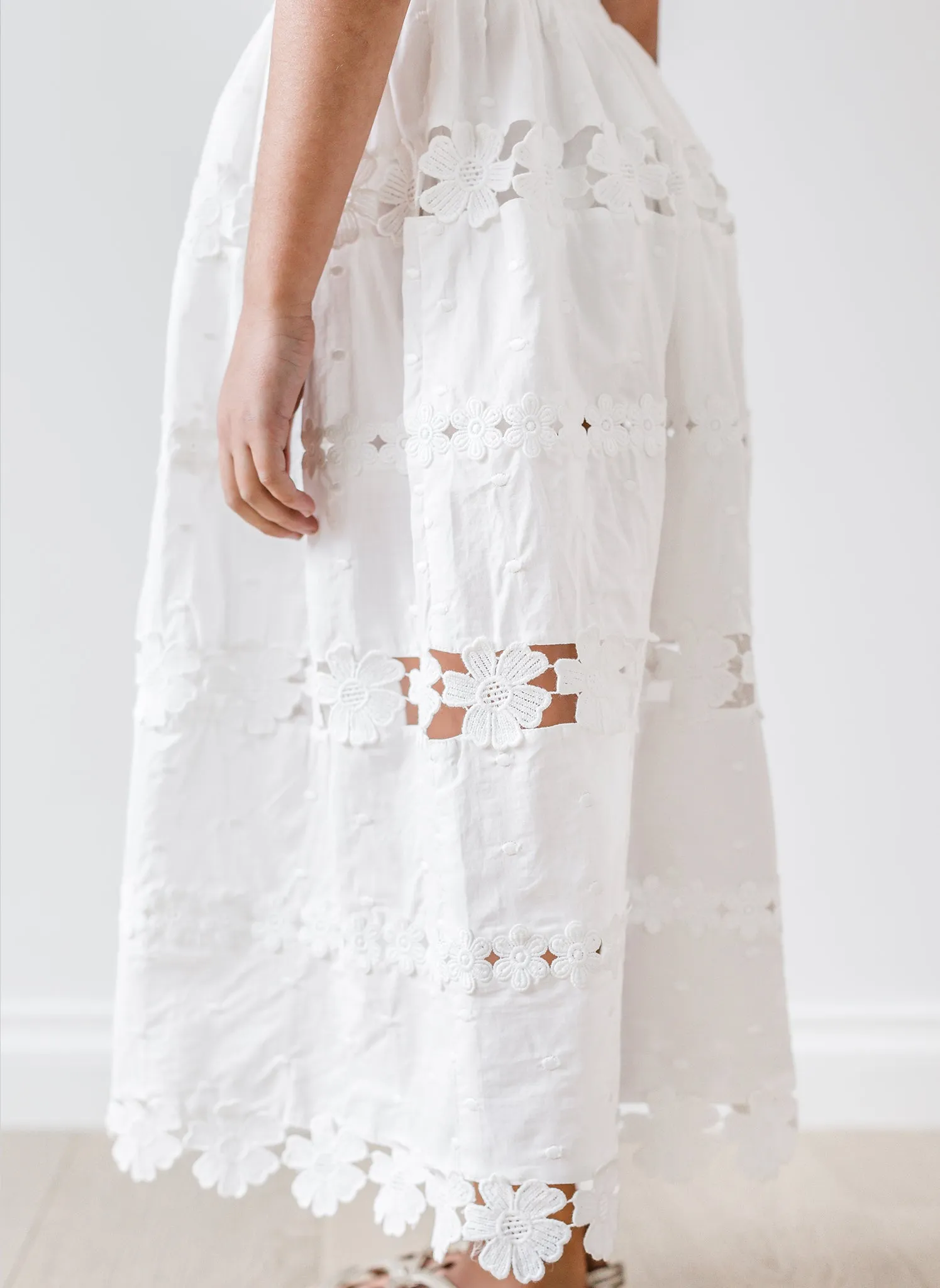 Petite Amalie Daisy Chain Skirt in White