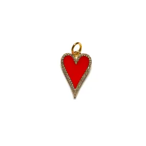 Red Enamel Pave Heart Charm