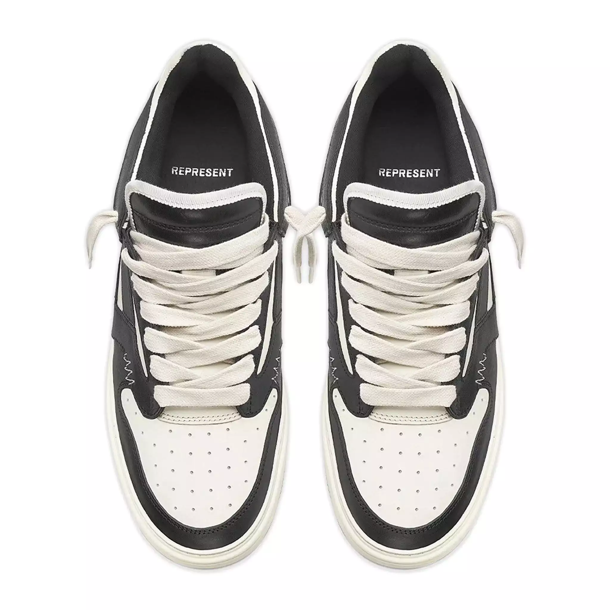 Represent Reptor Low Black Vintage White Sneakers