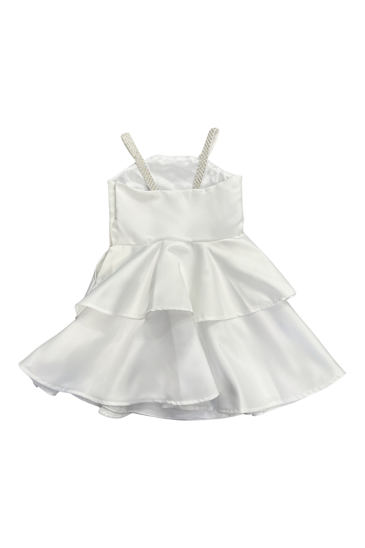 Satin Tiered Pearl Strap Dress