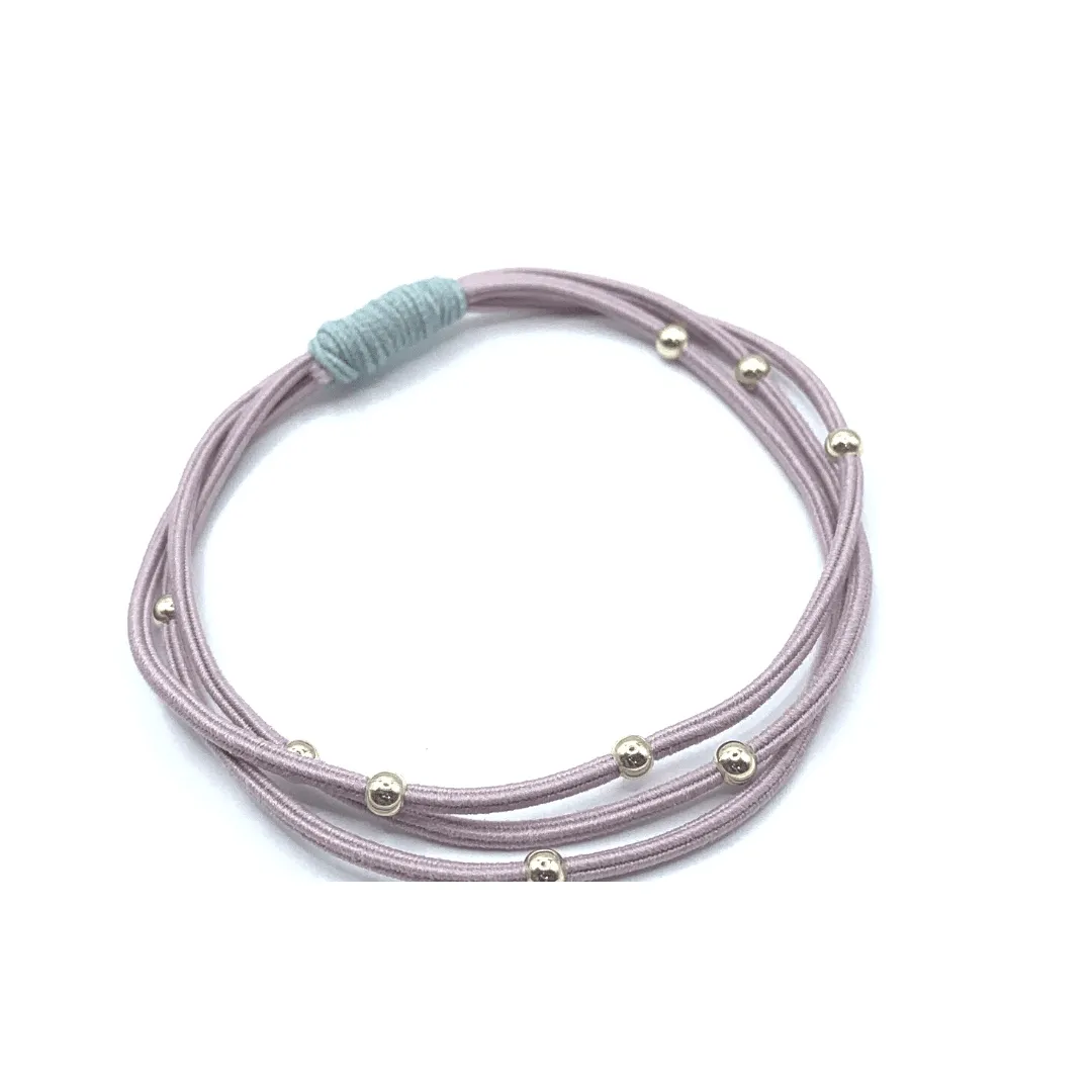 Single Water Pony 3mm Gold Waterproof Hair Band in Pink and Light Blue (#S5)