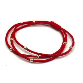 Single Water Pony 3mm Gold Waterproof Hair Band in Red (#S18)