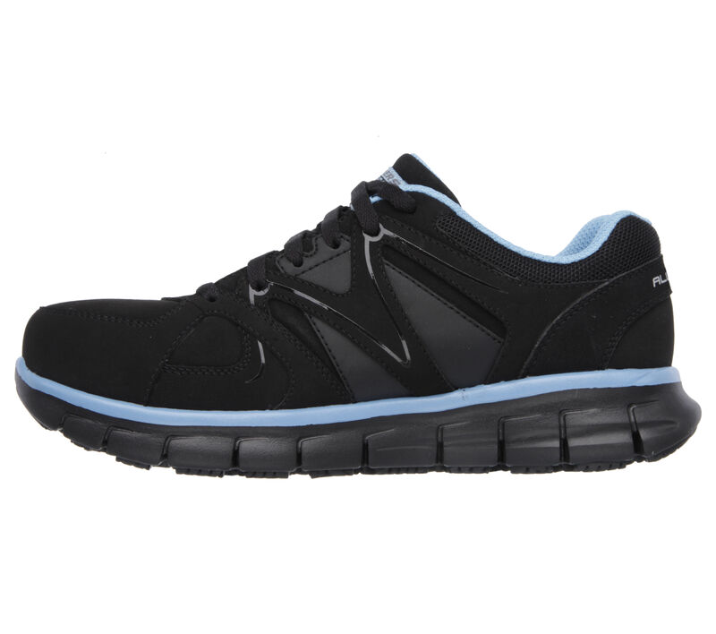 'Skechers' Women's Work: Synergy-Sandlot Alloy Toe - Black / Blue (Wide)