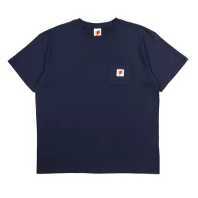 SKY HIGH FARM WORKWEAR LOGO LABEL POCKET T-SHIRT NAVY