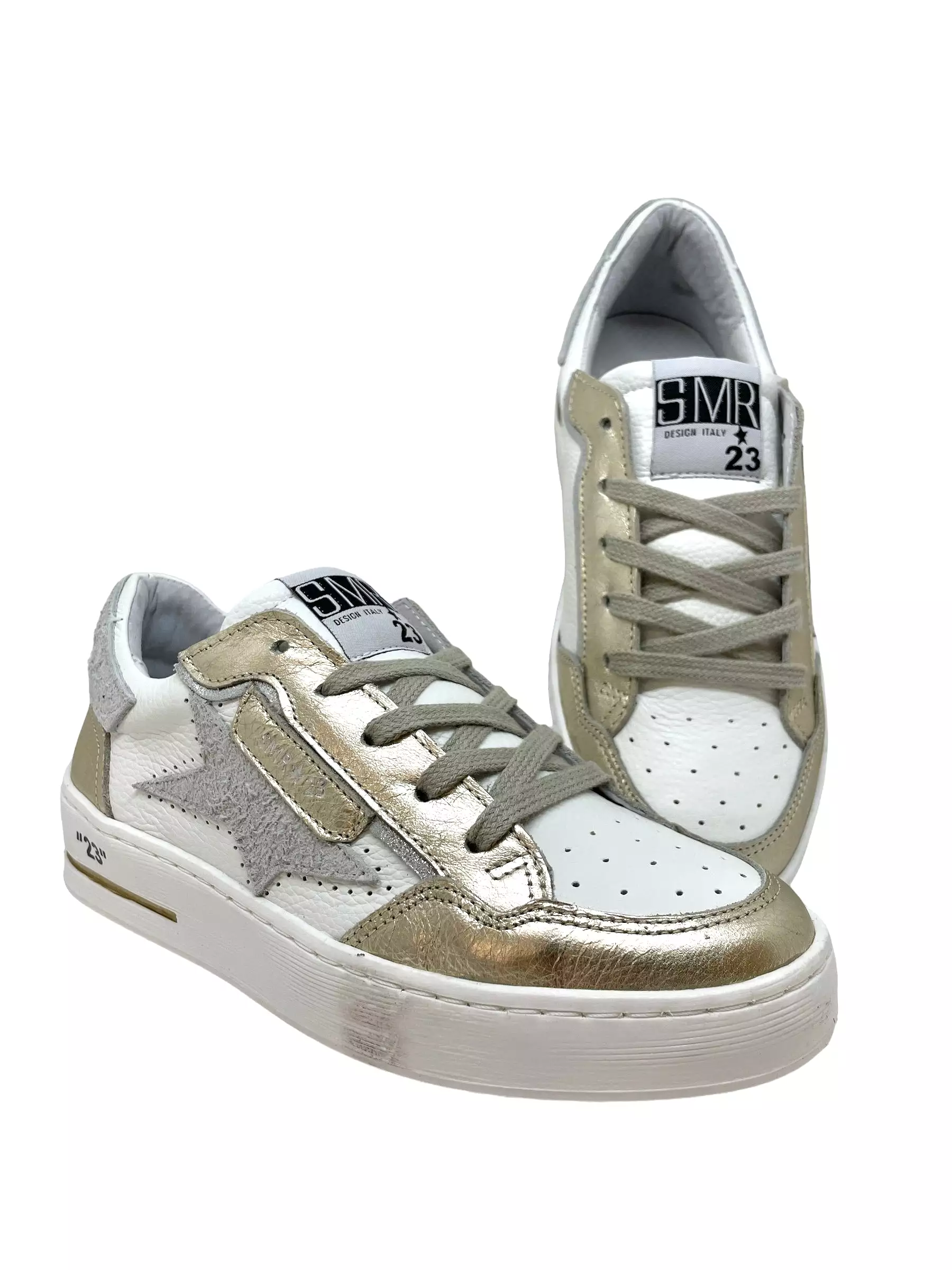 SMR Semerdjian ALE 10231 Blanc Or Sneakers Baskets adulte