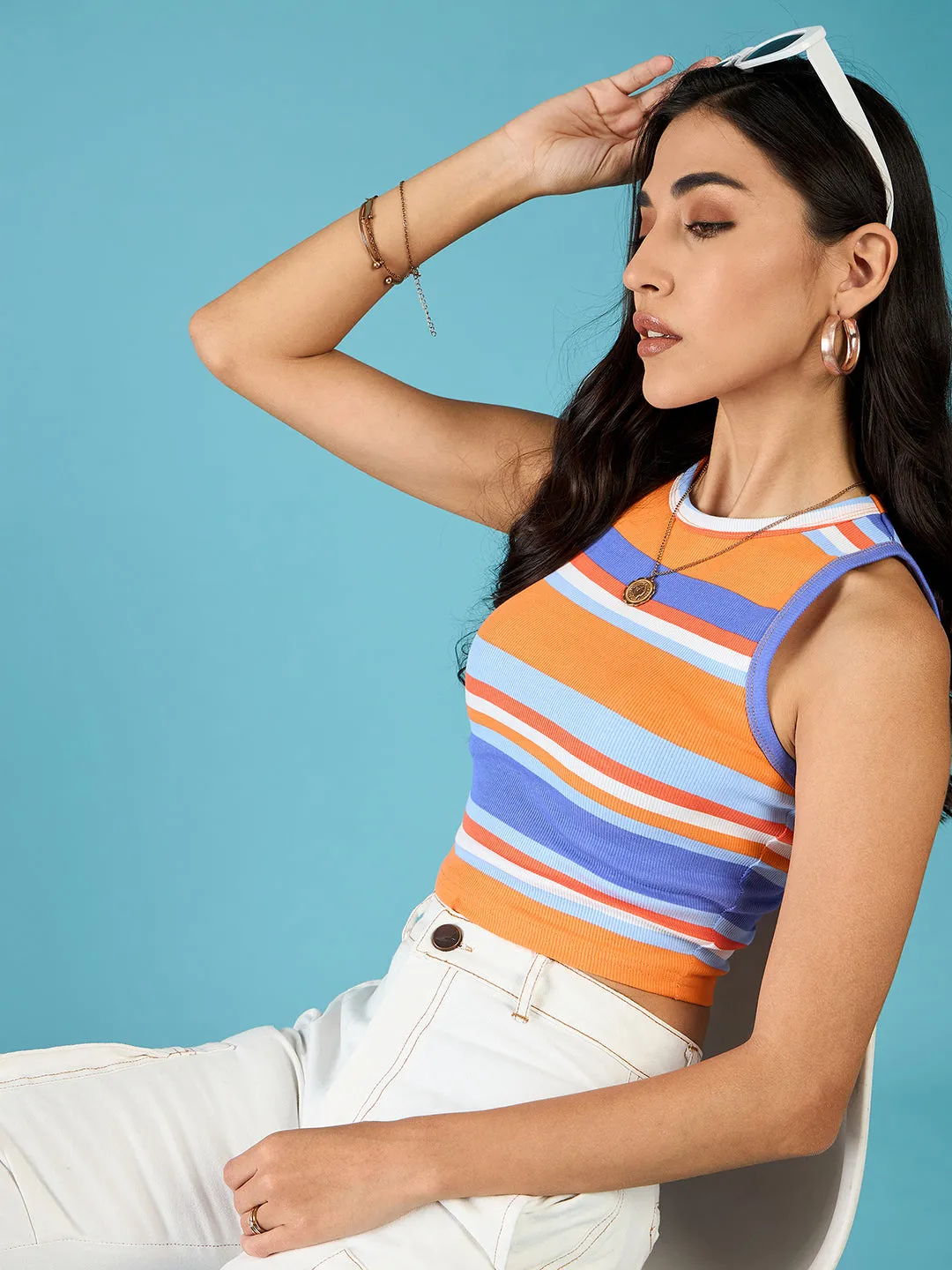 Stretchable Ribbed Sleeveless Crop Top