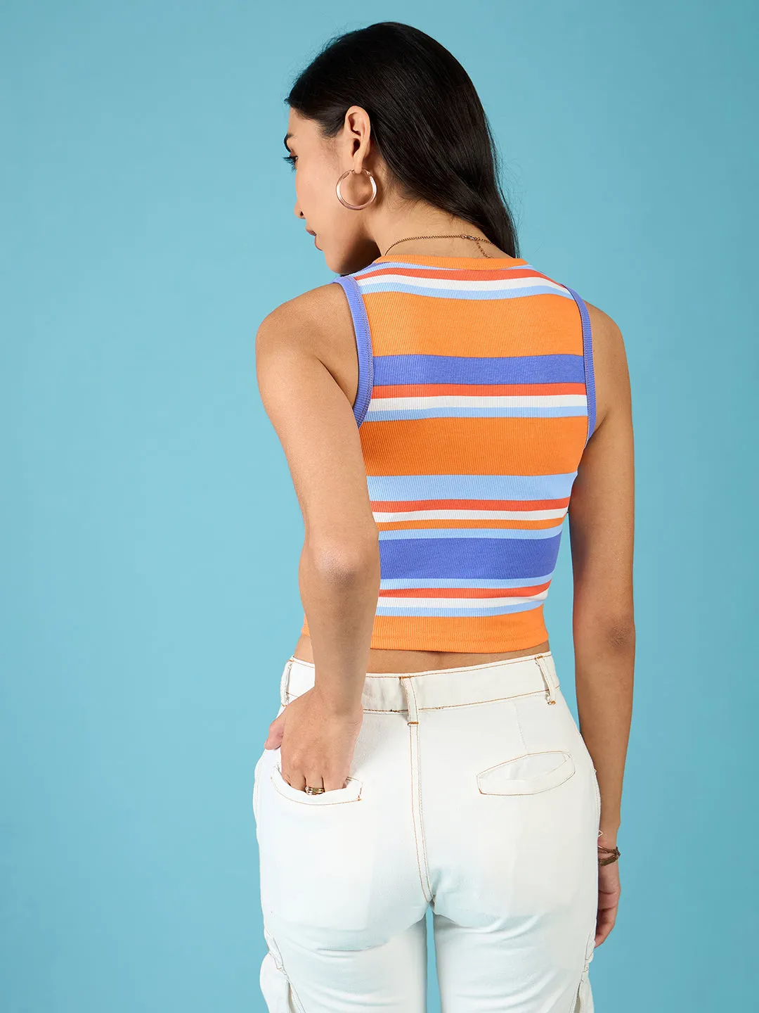 Stretchable Ribbed Sleeveless Crop Top