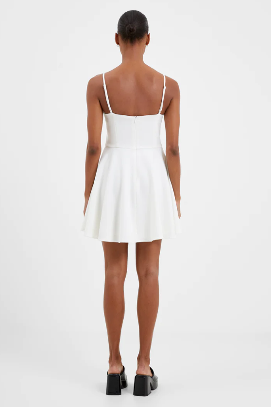 Summer White Straight Neck Fit & Flare Dress