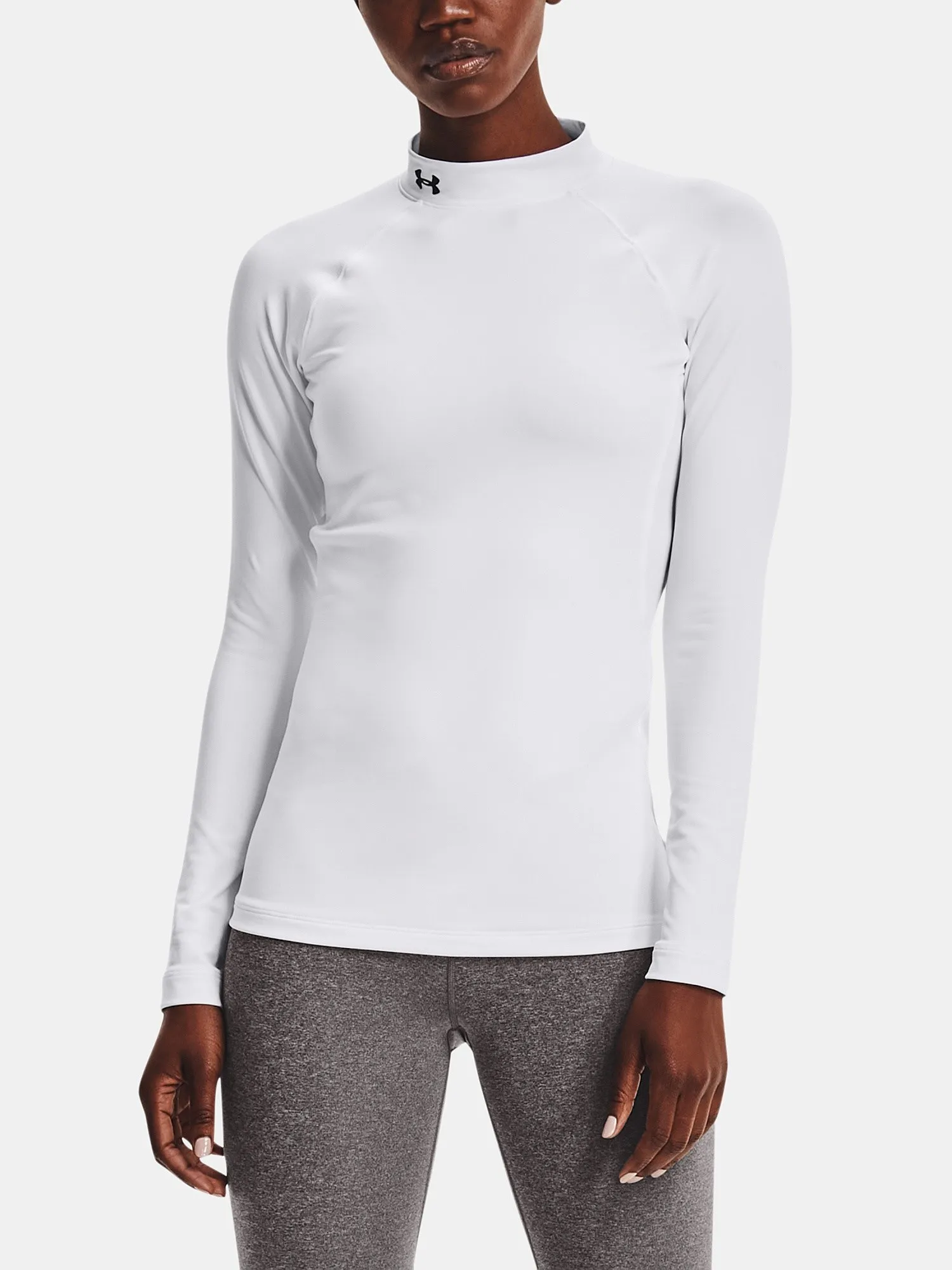 T-Shirt Under Armour ColdGear Authentics Mock Neck LS - White - women´s