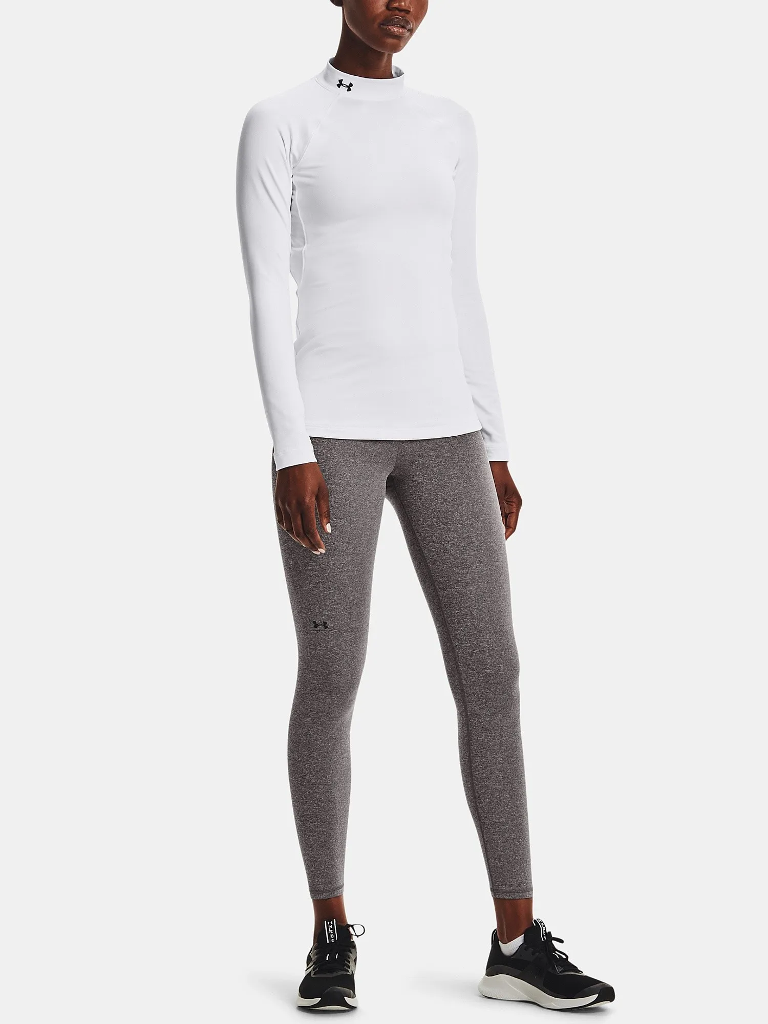 T-Shirt Under Armour ColdGear Authentics Mock Neck LS - White - women´s