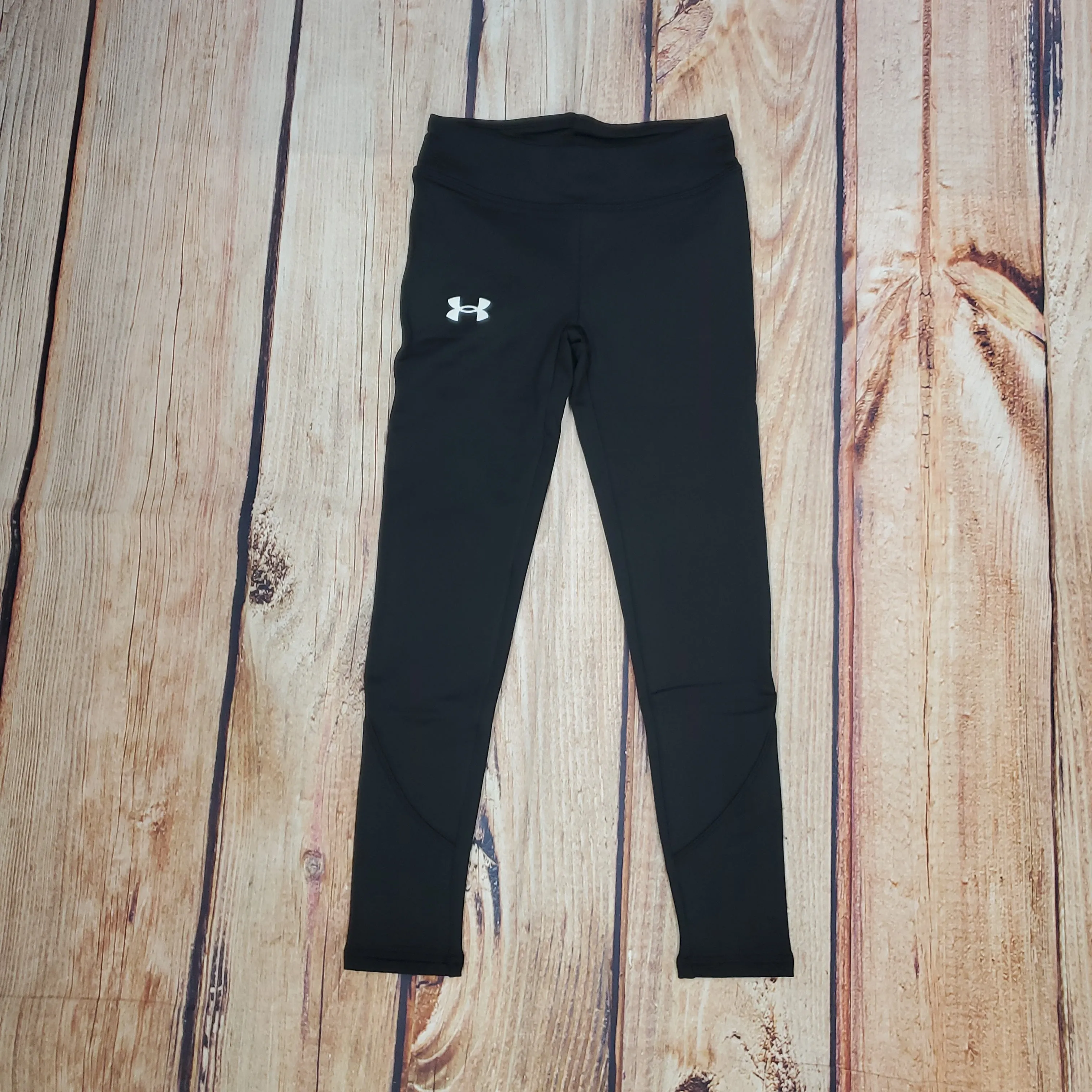 UA Girls' ColdGear Leggings-BLACK